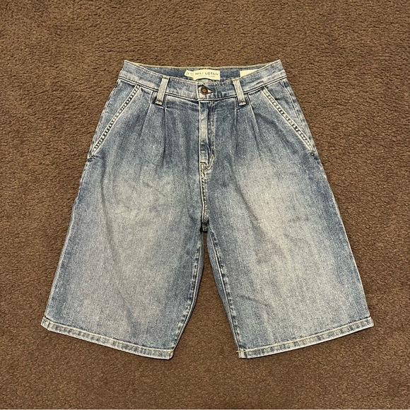Nili Lotan Julie Pleated Denim Shorts Jorts - Picture 5 of 10